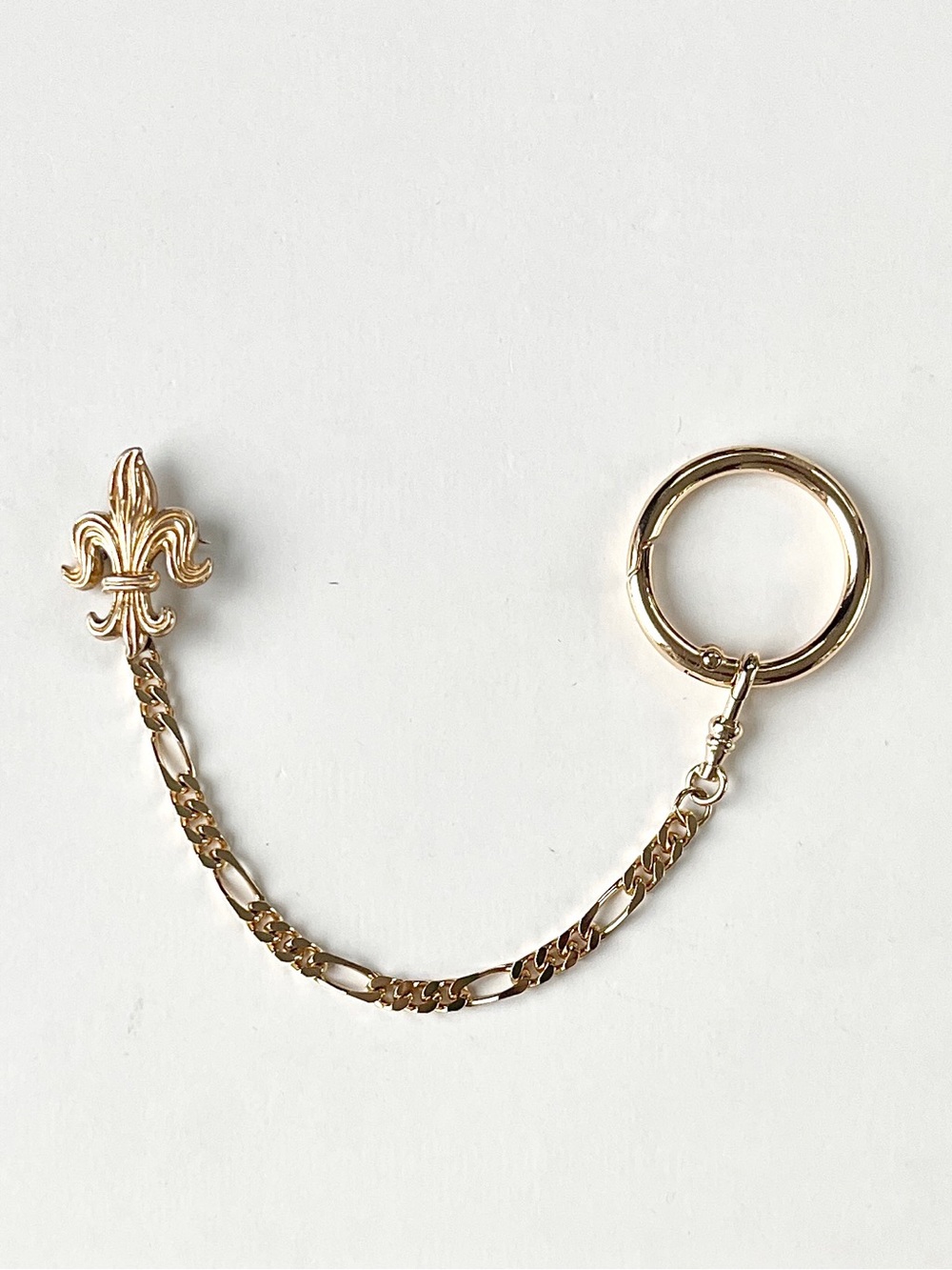 ⚜️Fleur-de-Lis Pin/Watch Fob with Figaro Chain Clip (Unisex)